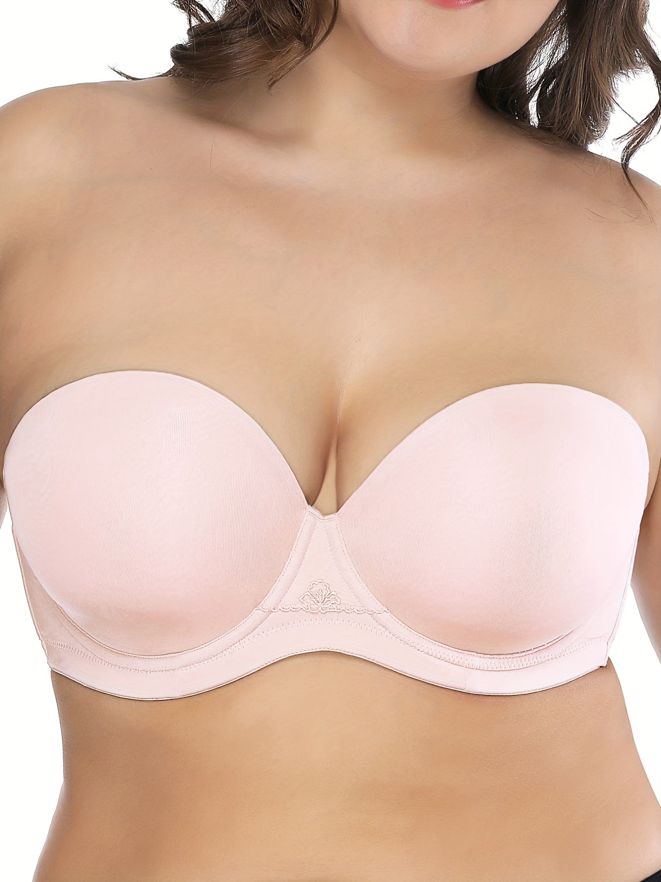  Solid Strapless Back Closure Push Up Bra