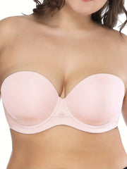  Solid Strapless Back Closure Push Up Bra