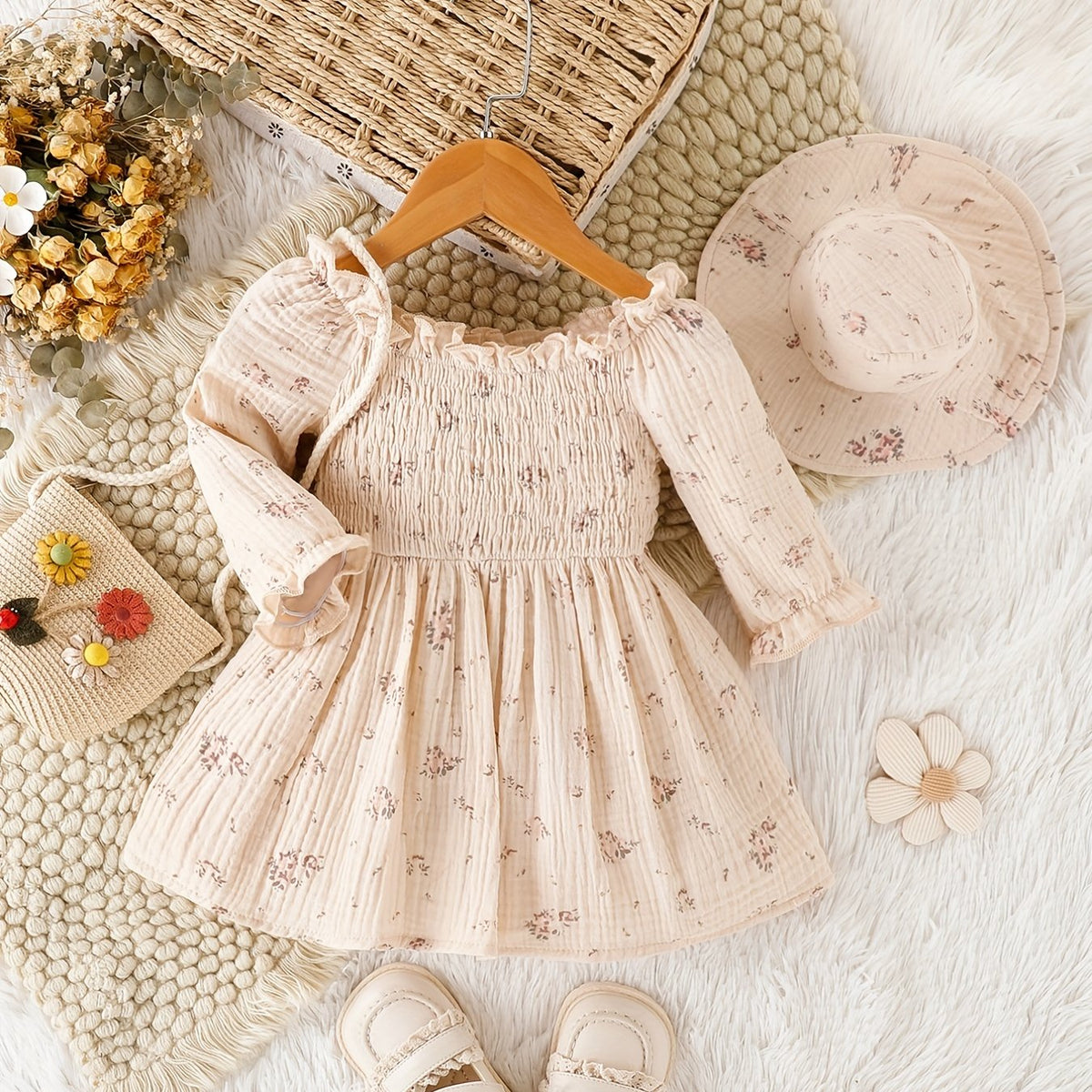 Baby Girl Bubble Dress & Hat Set
