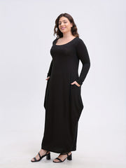  Long Sleeve Baggy Maxi Dress with Pockets