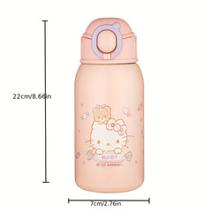 Insulated Water Cup with Dual Cover & Straw - Ideal for School Girls