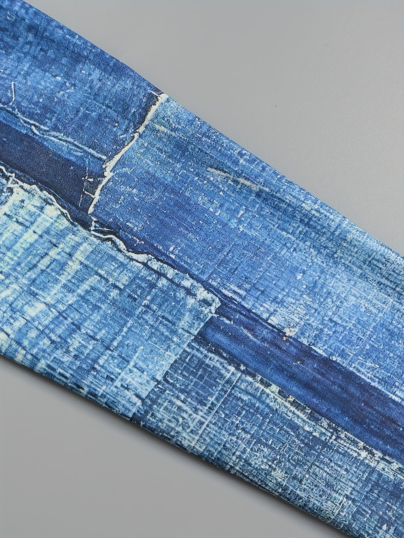  Denim Patchwork Print Jacket & Pants Outfit Set