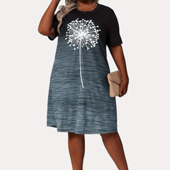  Women's Dandelion & Ombre Print Tee Dress