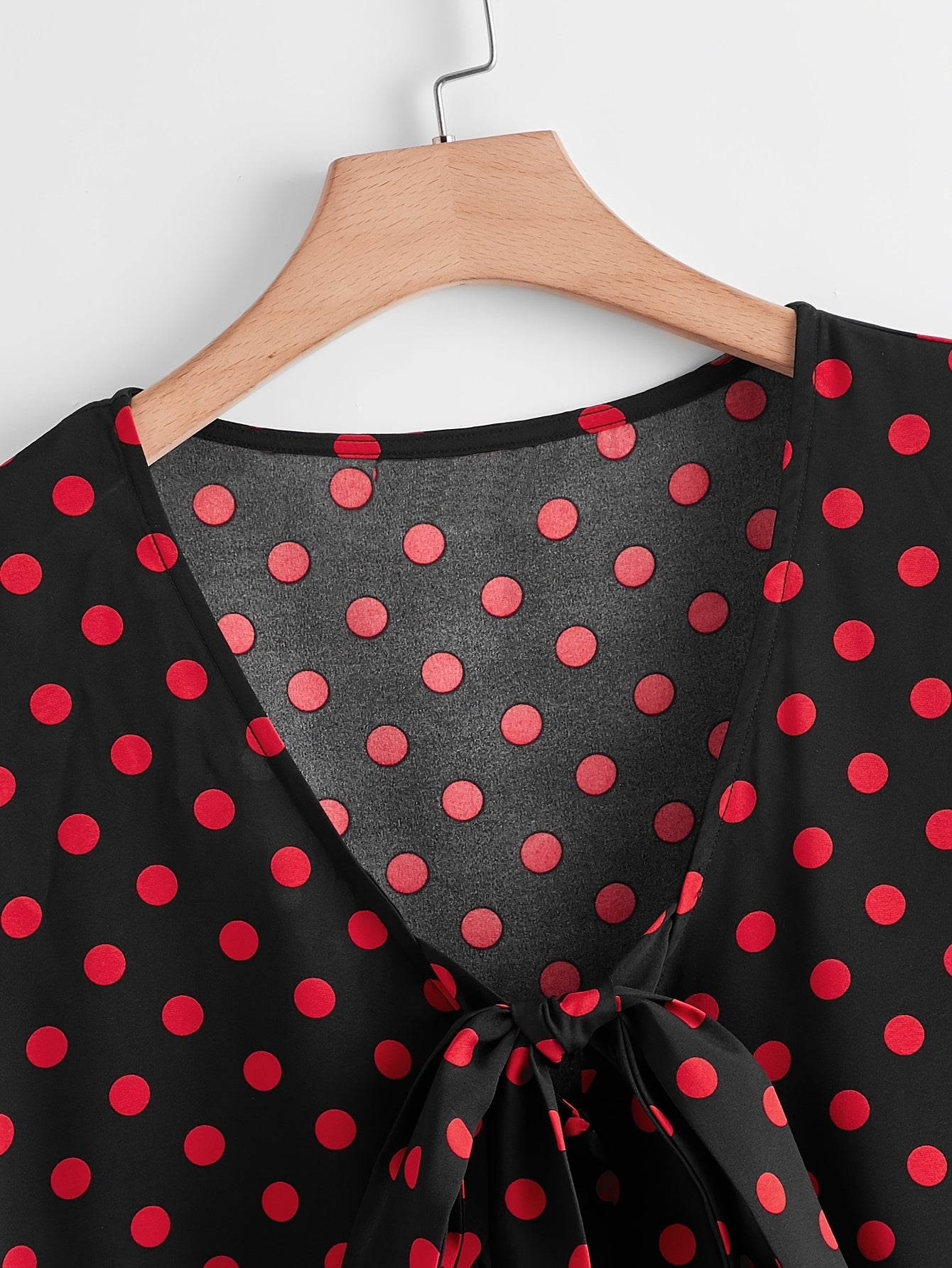  Dot Print Short Sleeve Peplum Shirt Top