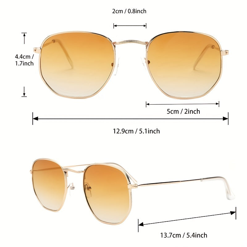Square Metal Frame Sunglasses UV400 for Women Men Casual Anti Glare Glasses