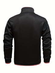 Men's Zip Up Jacket and Stretch Pants Set with Zipper Pockets