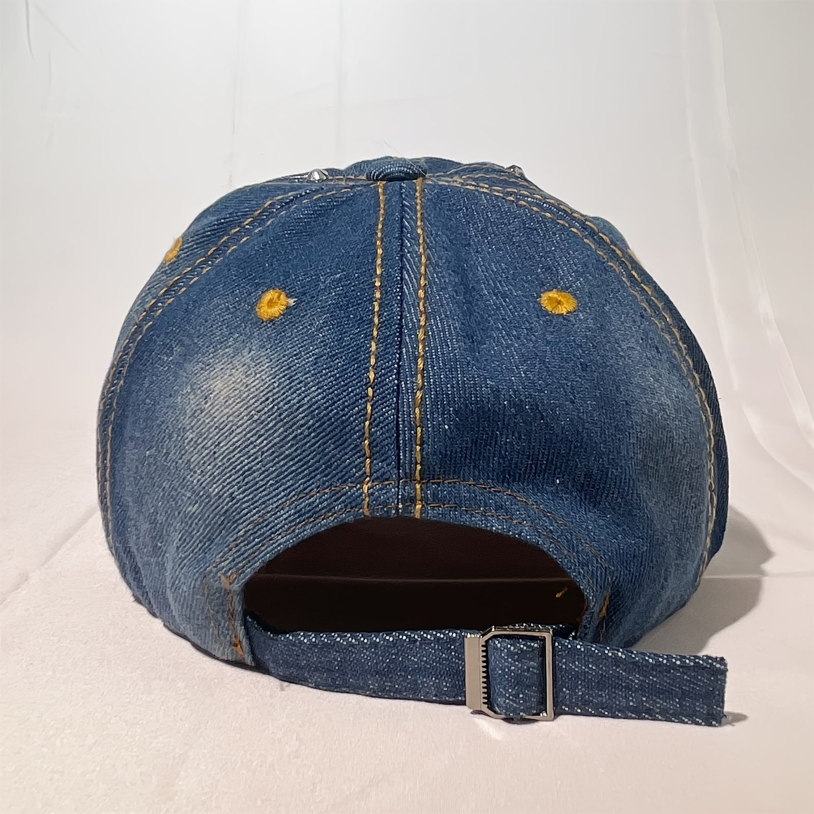 Rhinestone Denim Baseball Cap Studded Bling Heart Hat For Women Girls