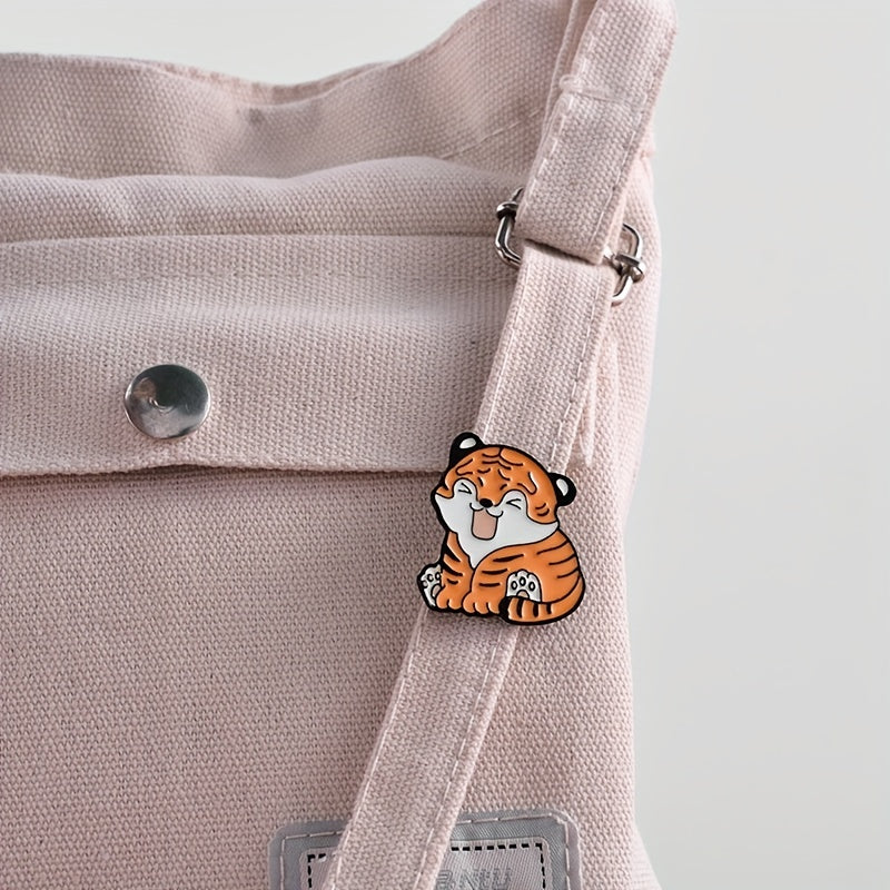 Chinese Style Tiger Brooch Pin Big Orange Cat Brooch Tiger Pattern Badge