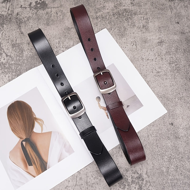 Women Leather Belts For Jeans Pants Dress Belt With Metal Pin Buckle