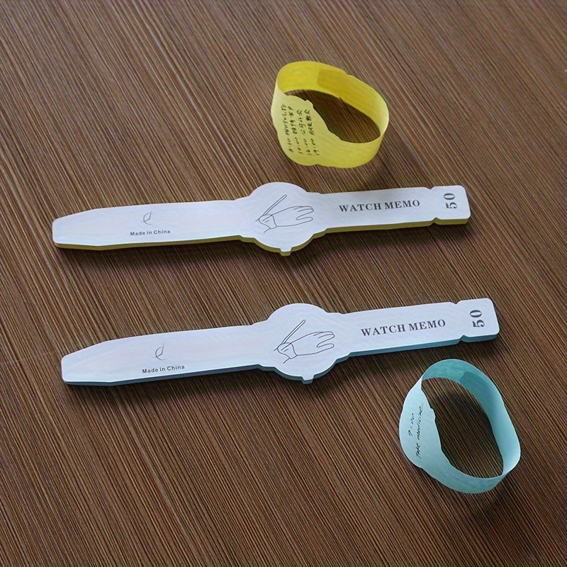 50pcs Wrist Watch Note Pad Bracelet Memo Watch Shape Note Pad Reminder