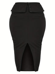  Solid Maxi Skirt with Button Detail