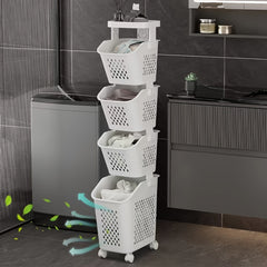 Laundry Basket with Wheels Bathroom Storage