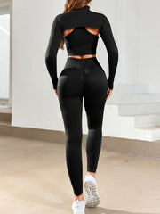 3pcs Yoga Workout Set Slim Fit Pullover Top & Tank Top & Leggings Suit
