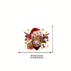Western Christmas Cow Pattern Iron On Heat Transfer Sticker