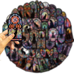 50pcs Gothic Cat Stickers Vampire Witch Arch Designs for Laptop Water Bottle Ska