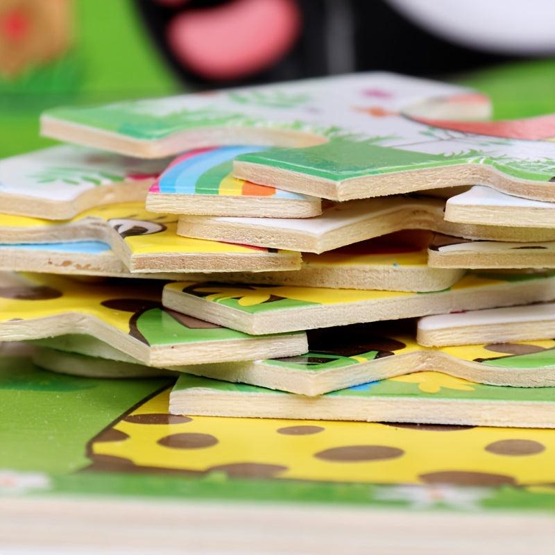 Cartoon Animal Wooden Jigsaw Puzzles for Kids