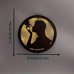 Children's Room LED Wall Clock Retro Wooden Sign Wall Sticker Hanging Lamp