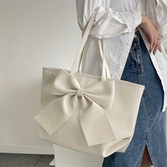 Beige Tote Bag Large Capacity Stylish Shoulder Handbag