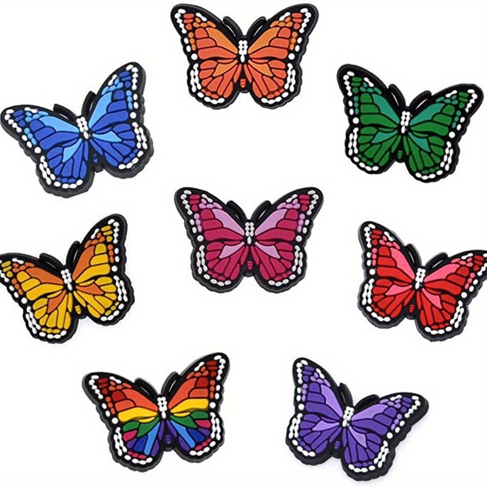 16pcs Flower Butterfly Shoe Charms For Crocs Shoes Women PVC Decorations