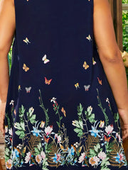  Butterfly & Floral Print Tank Dress