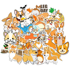 50pcs Corgi Stickers for Phone Laptop Luggage Water Cup