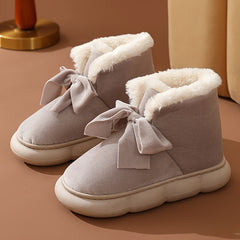 Women's Faux Fur Winter Snow Boots With Bow Decor