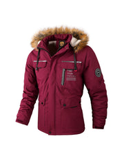 Men's Waterproof Padded Jacket With Faux Fur Hoodie Coat