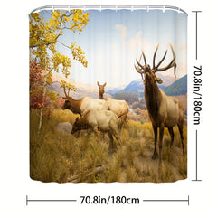 Forest Deer Shower Curtain Wild Animals Natural Scenery Home Decoration