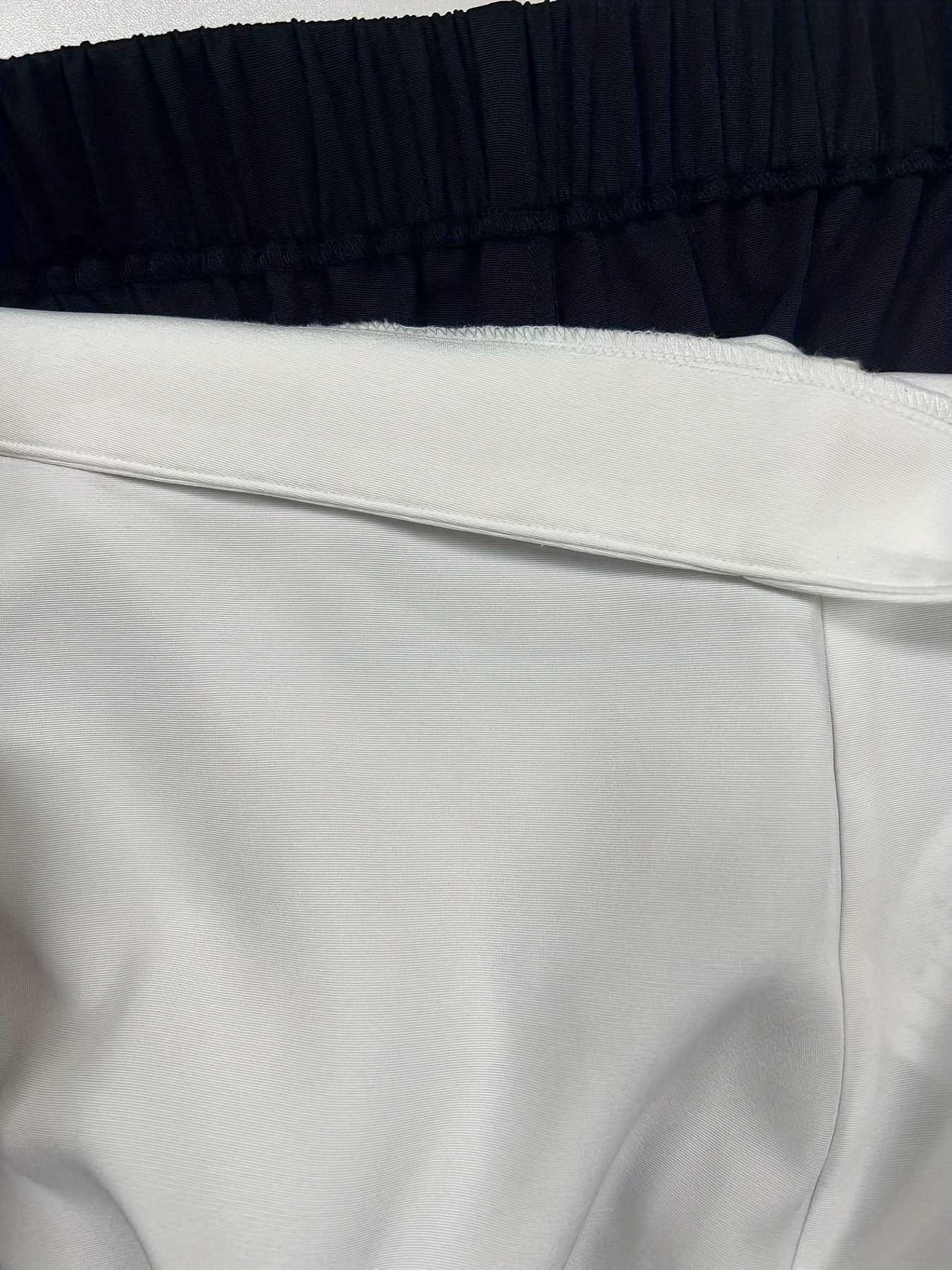  Colorblock Wide Leg Elastic Waist Pants