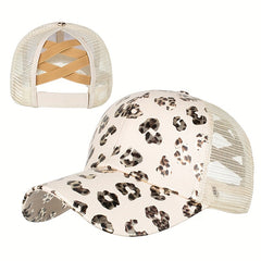 Leopard Print Ponytail Baseball Cap for Men and Women