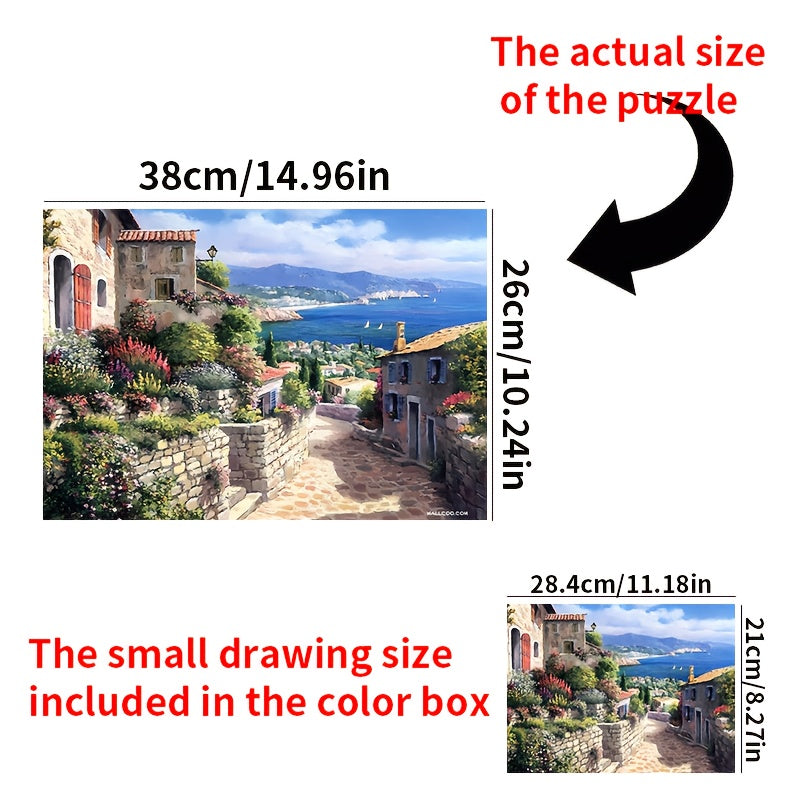 1000 Piece Sky Clouds & Houses Puzzle - Scratch Resistant & Waterproof