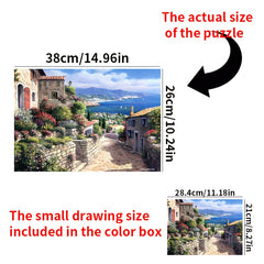 1000 Piece Sky Clouds & Houses Puzzle - Scratch Resistant & Waterproof