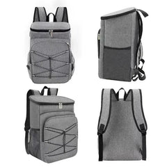 20L Insulated Lunch Backpack Thermal Food Carrier Multiple Compartments Grey Nav