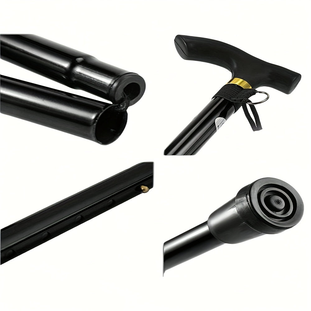 Foldable Hiking Cane Adjustable Height Rubber Tip