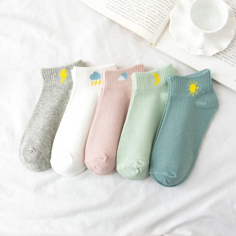 Women's Weather Print Ankle Socks - 1 Pair