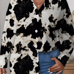 Floral Print Button Up Long Sleeve Blouse