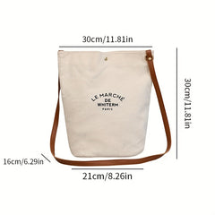 Casual Canvas Bucket Bag Large Capacity Shoulder Bag