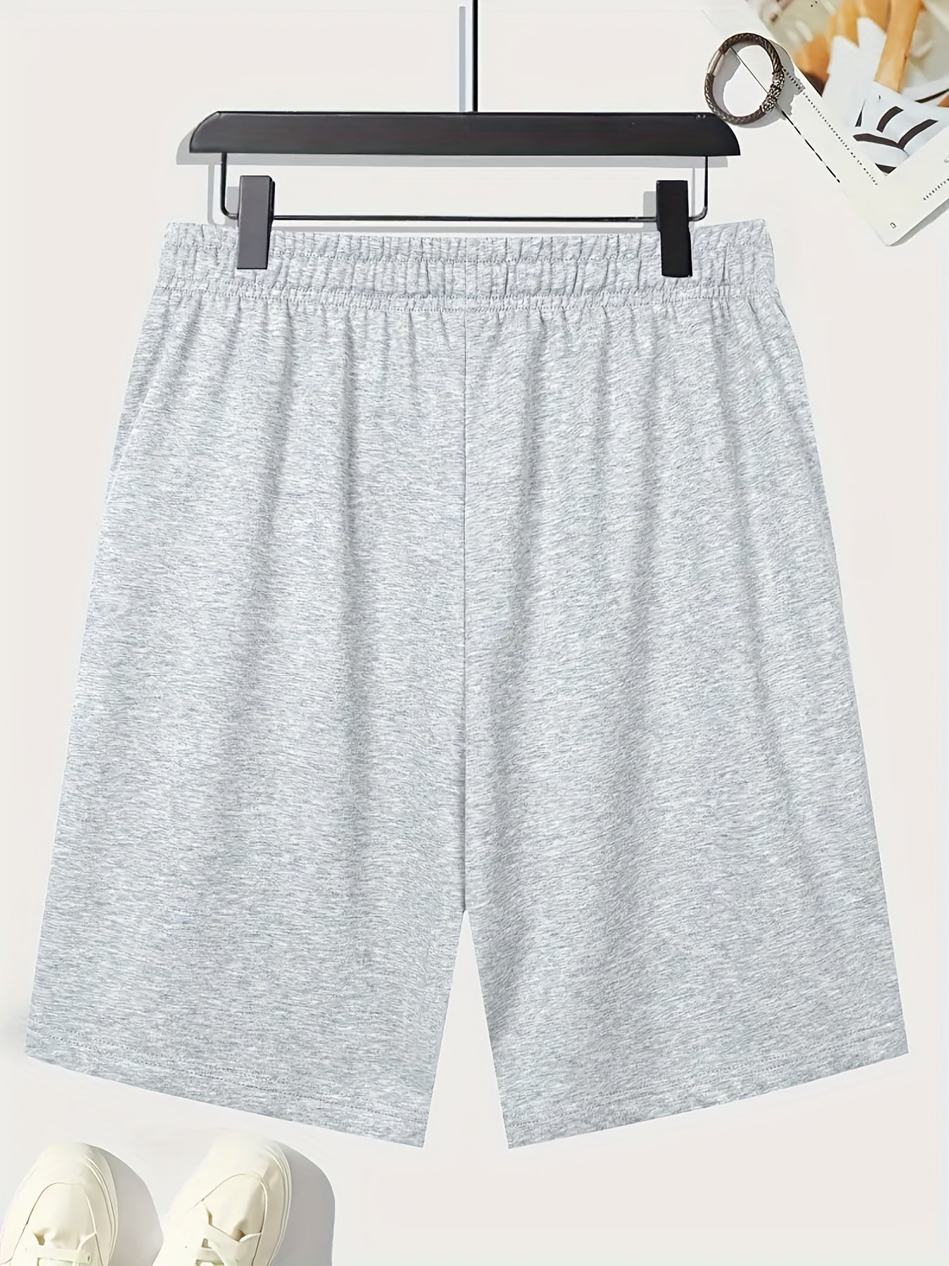 Smile Face Print Men's Comfy Shorts Summer Drawstring Casual Loose Shorts