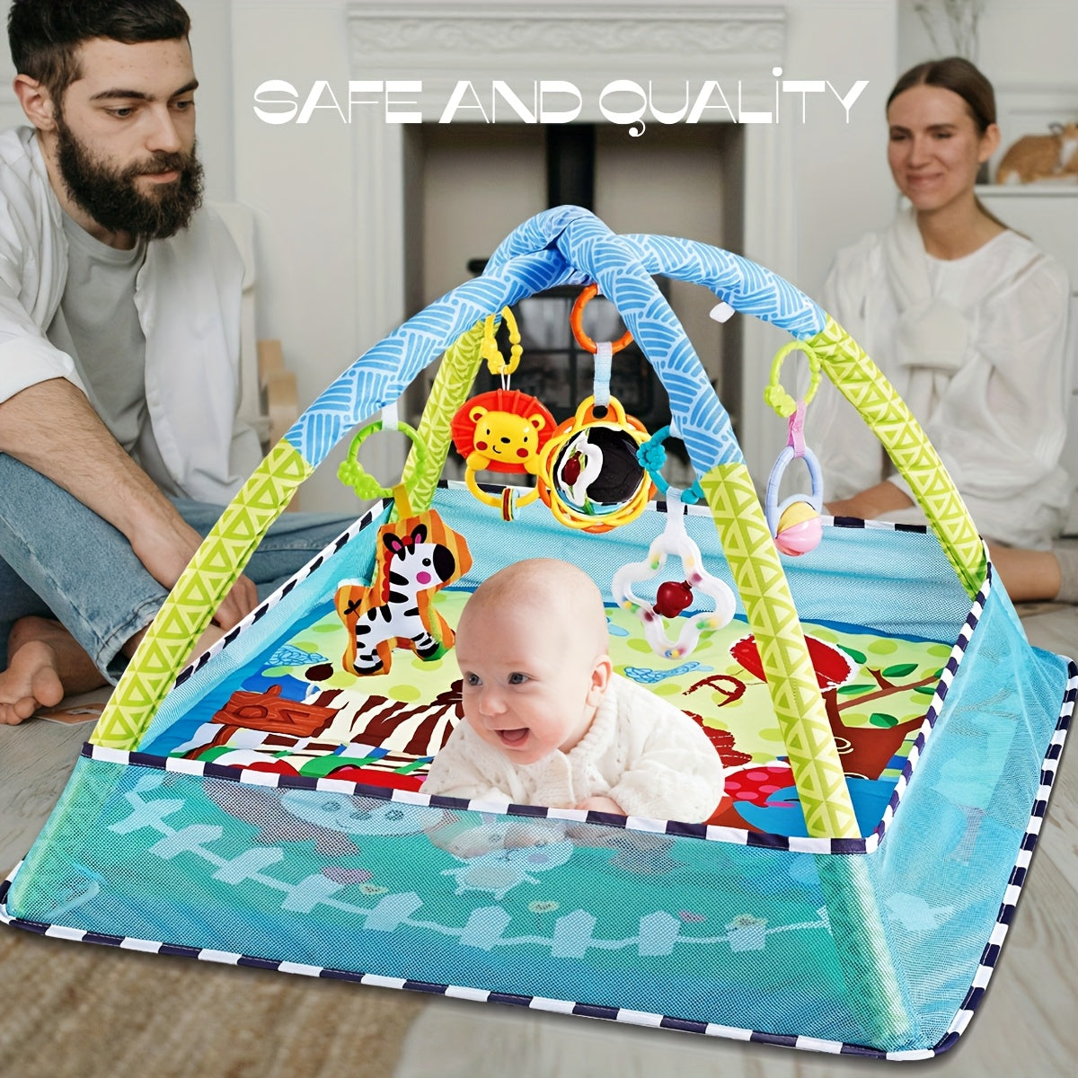 Kids' Play Mat with 5 Detachable Toys for Toddlers Sensory Development