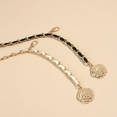 Camellia Flower Waist Chain Metal Waistband for Women