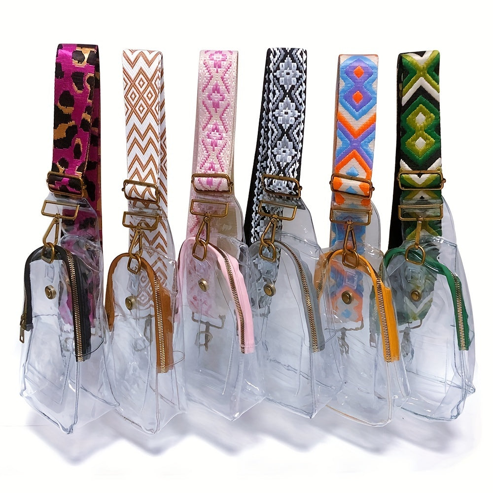 Transparent Zipper Sling Bag with Vintage Strap