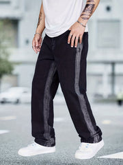 Men's Casual Distressed Straight Leg Jeans with Pockets