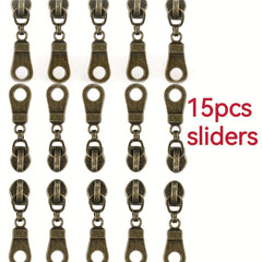 4.57m Antique Brass Nylon Coil Zippers By the Yard with Pulls