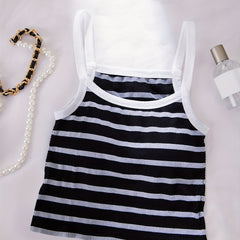 Colorblock Striped Cami Top Ribbed Knit Slim Fit Top