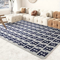 Geometric Pattern Velvet Area Rug for Living Room