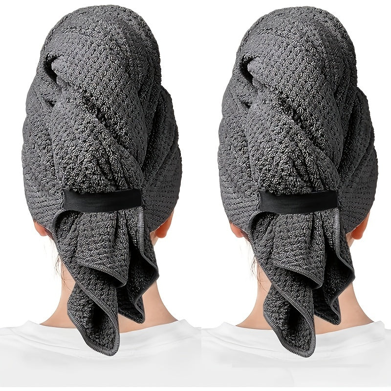 2pcs Large Microfiber Hair Towel Wrap - Absorbent Hair Drying Towel