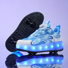 Girl's LED Light Up Roller Shoes With Rotating Buckle