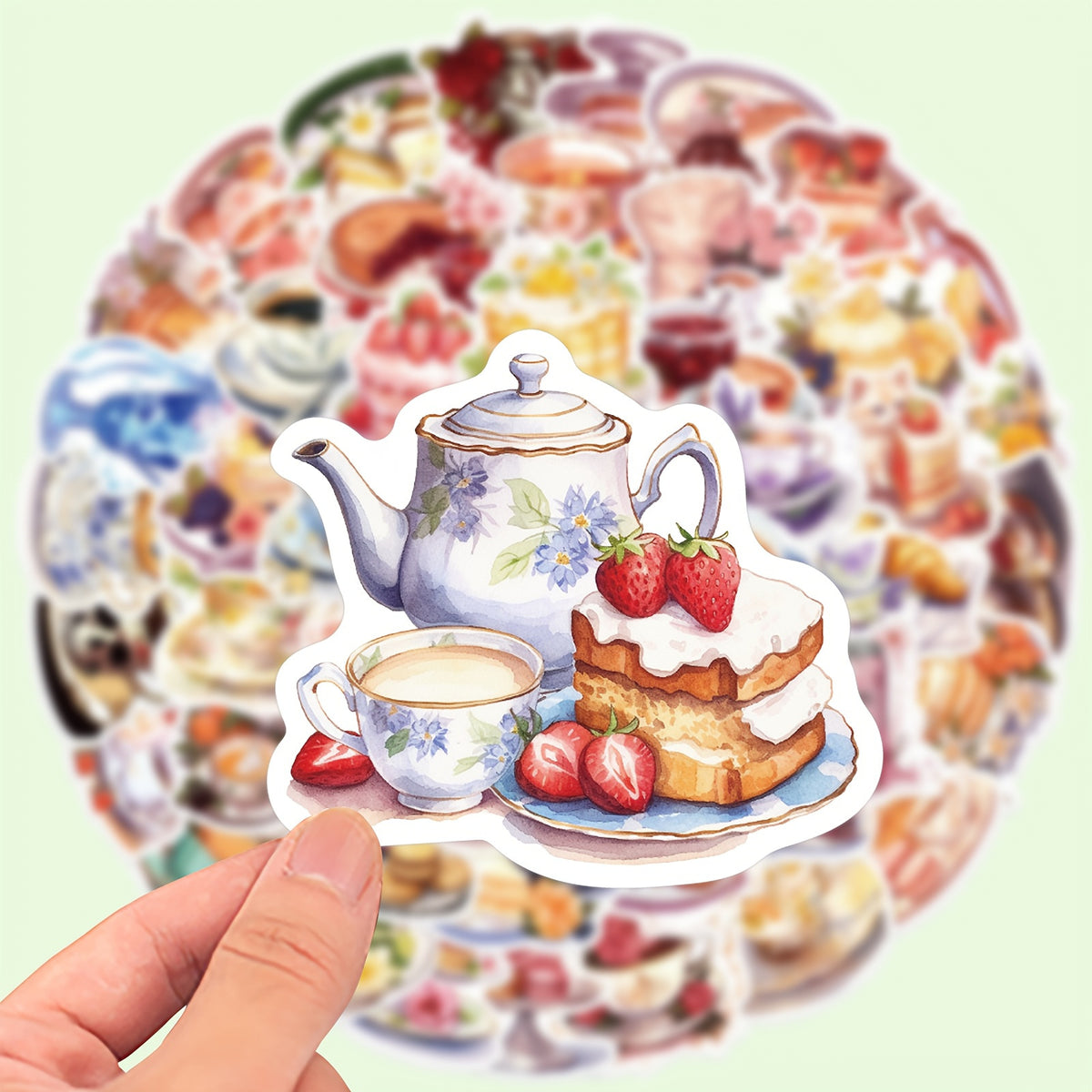 50pcs Dessert Afternoon Tea Stickers Sweets and Snacks Vinyl Decals