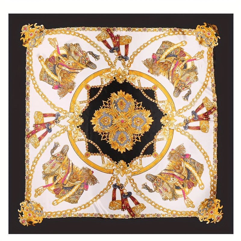 Classic Chain Print Scarf Satin Square Shawl Head Wrap