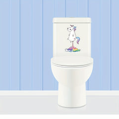 Funny Unicorn Toilet Lid Decal Bathroom Decor Sticker Moisture Proof Cover